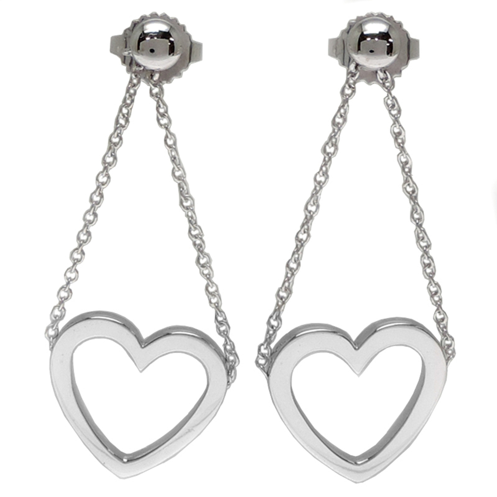 Tiffany & Co. 750WG Sentimental Heart Women's Earrings, 750 White Gold